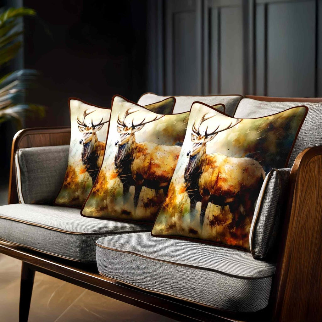 Stag | Sustainable Velvet Cushion - 40 x 40 cm Piped by Izabela Peters