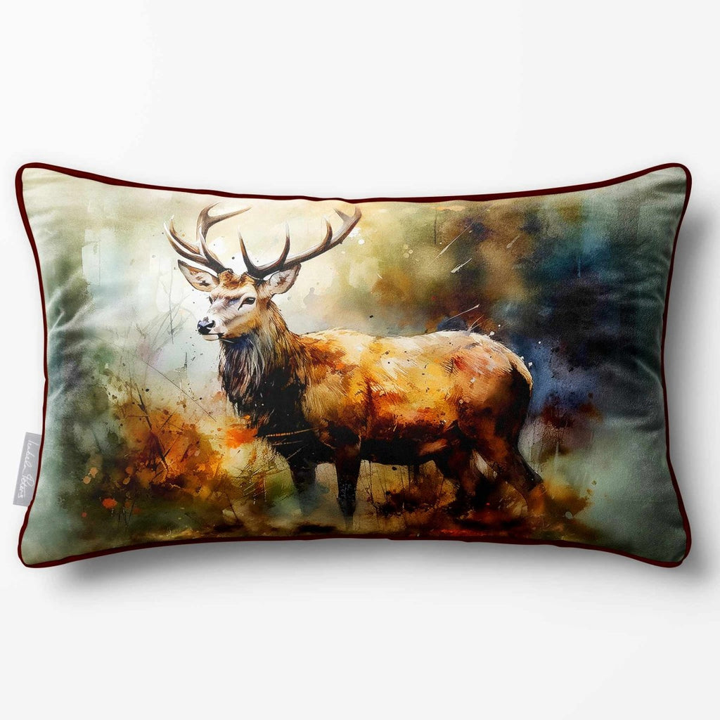 Stag | Sustainable Velvet Rectangle Cushion - 50 x 30 cm Piped by Izabela Peters