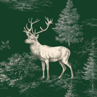 Stag Woodland Christmas napkin print in green