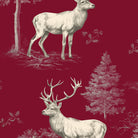 Stag Woodland Christmas table runner print in burgundy
