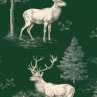 Stag Woodland Christmas table runner print in green