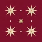 Stars Christmas napkin print in burgundy and gold
