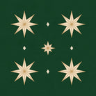 Stars Christmas napkin print in green and gold