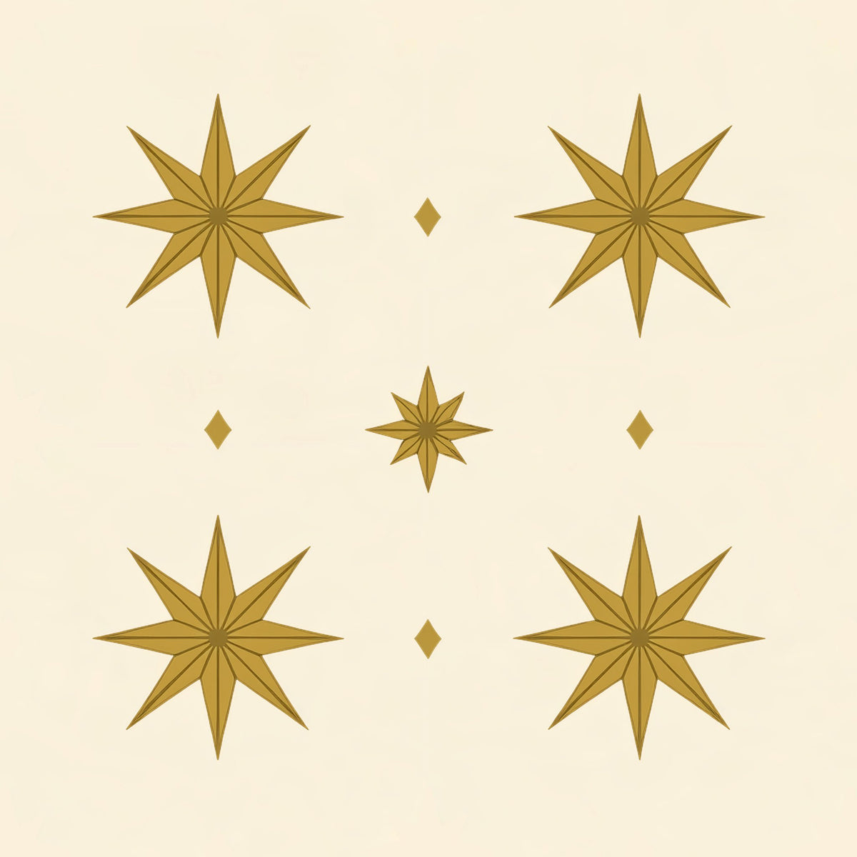 Stars Christmas napkin print in ivory and gold