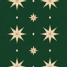 Stars Christmas table runner print in green and gold