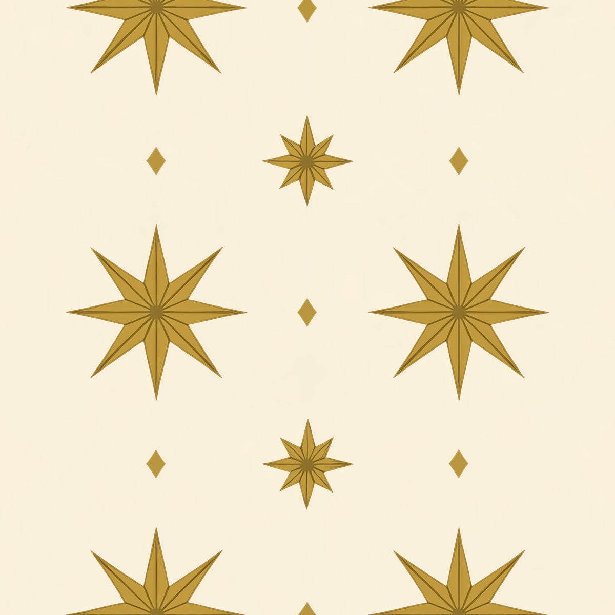 Stars Christmas table runner print in ivory and gold