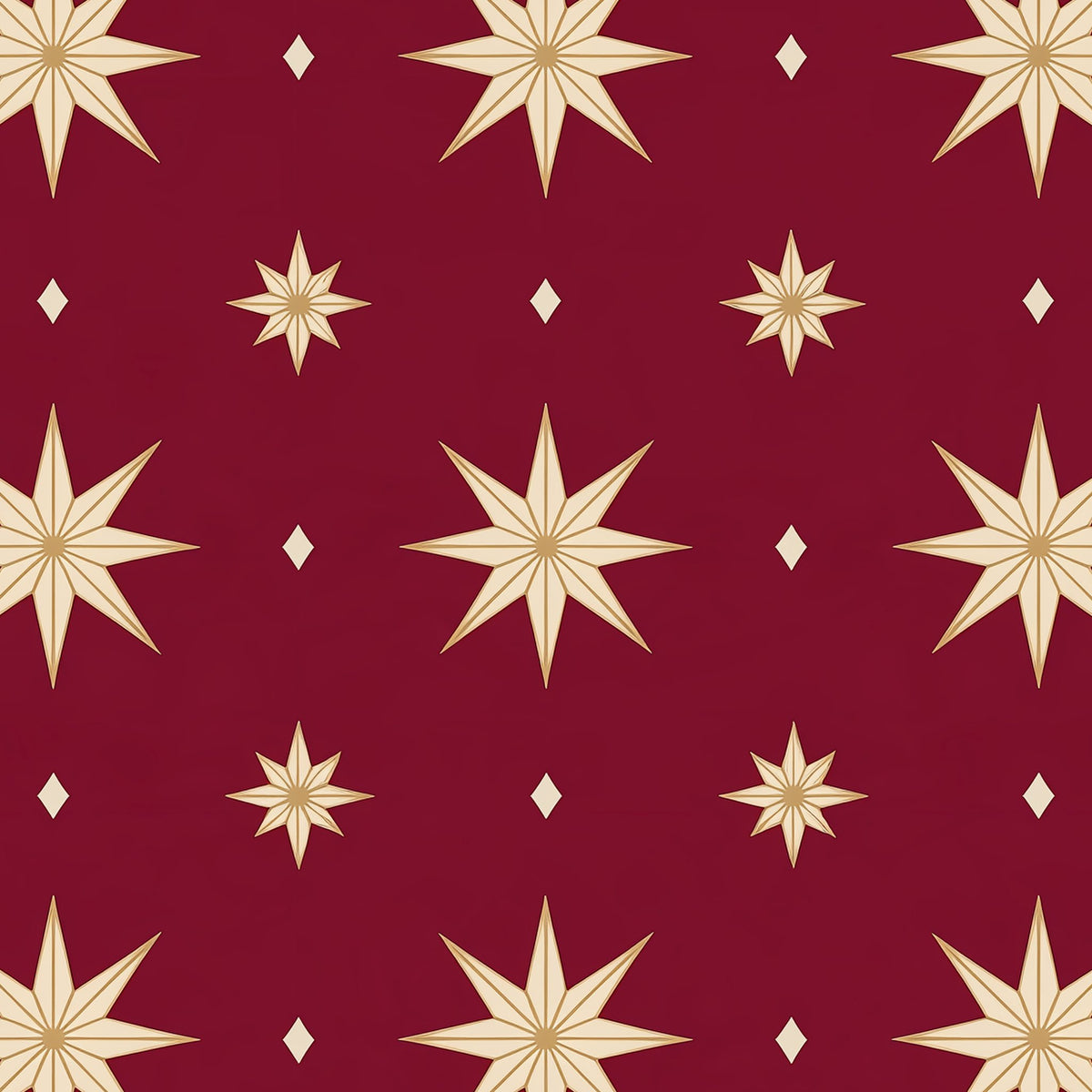 Stars Christmas tablecloth print in burgundy and gold