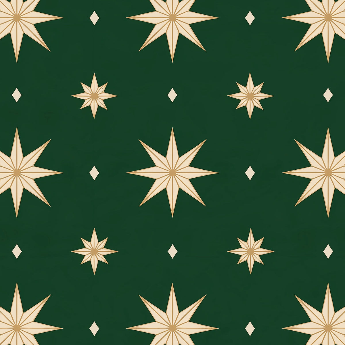 Stars Christmas tablecloth print in green and gold