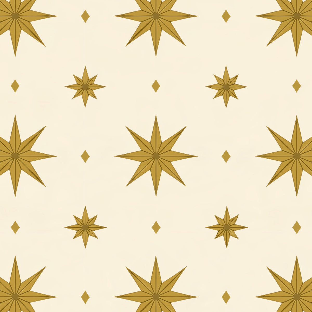 Stars Christmas tablecloth print in ivory and gold