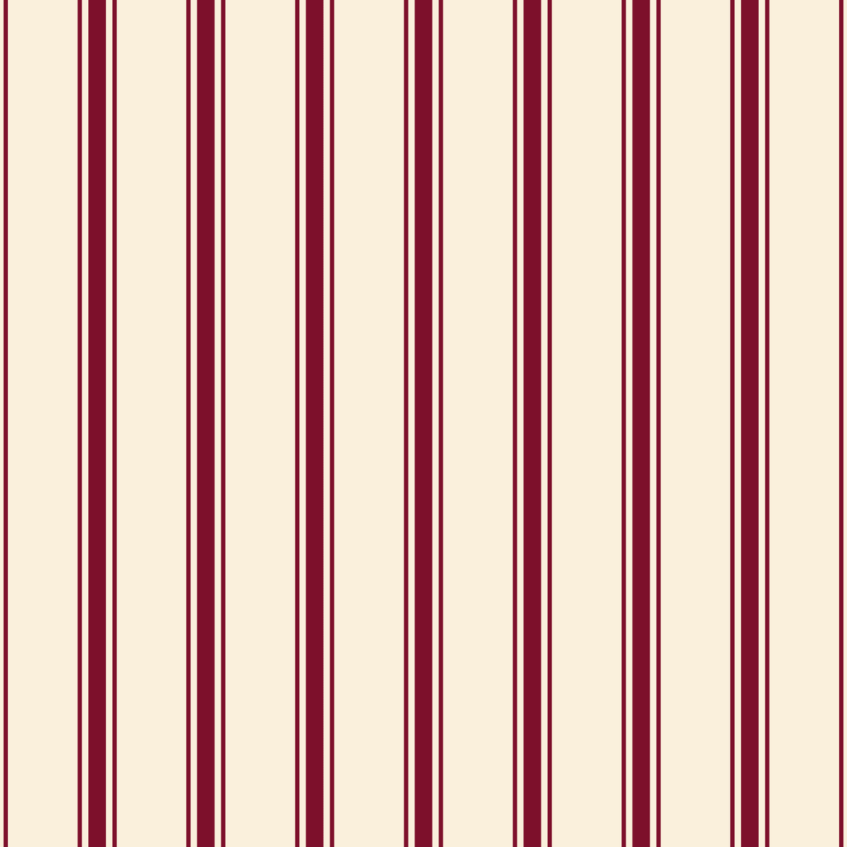 Ticking Stripe Christmas print in burgundy on ivory