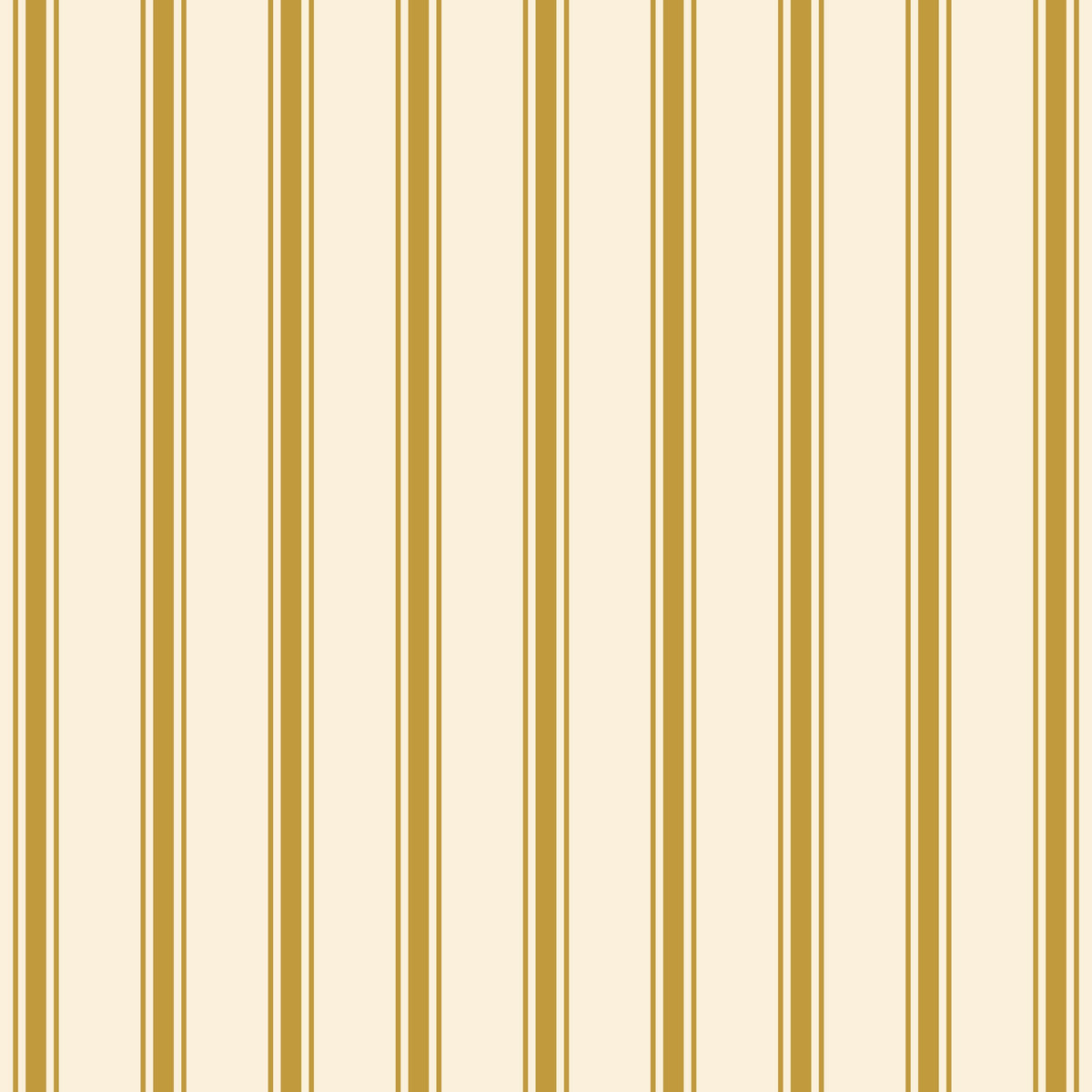 Ticking Stripe Christmas table runner print in gold on ivory
