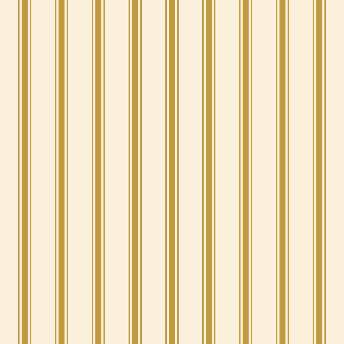 Ticking Stripe Christmas tablecloth print in gold on ivory