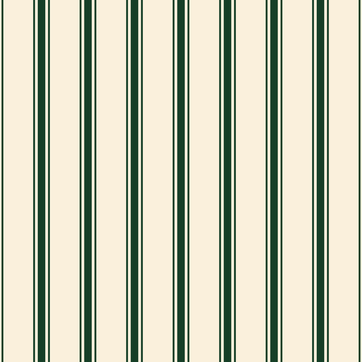 Ticking Stripe Christmas print in green on ivory