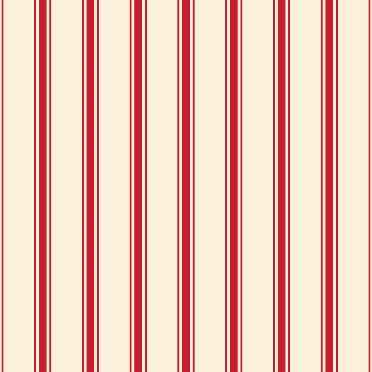 Ticking Stripe Christmas print in red on ivory