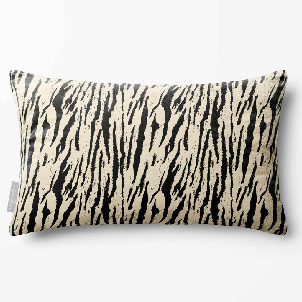 Tiger Print | Sustainable Velvet Rectangle Cushion - Cream 50 x 30 cm Standard by Izabela Peters
