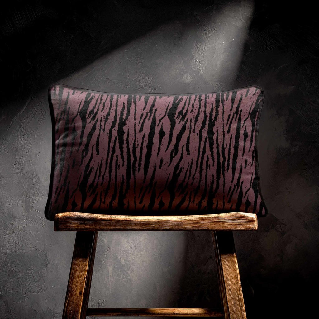 Tiger Print | Sustainable Velvet Rectangle Cushion - Italian Grape 50 x 30 cm Piped by Izabela Peters