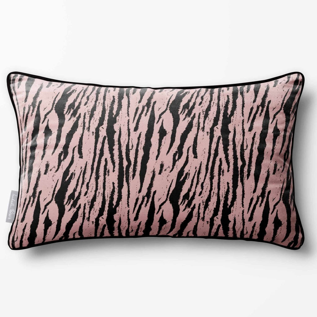 Tiger Print | Sustainable Velvet Rectangle Cushion - Rosewater 50 x 30 cm Piped by Izabela Peters