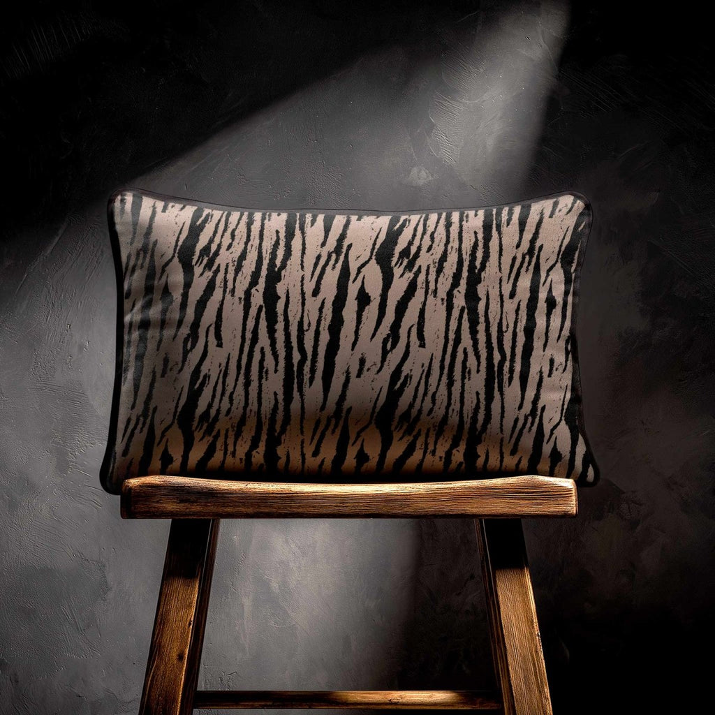 Tiger Print | Sustainable Velvet Rectangle Cushion - Dovedale Stone 50 x 30 cm Piped by Izabela Peters