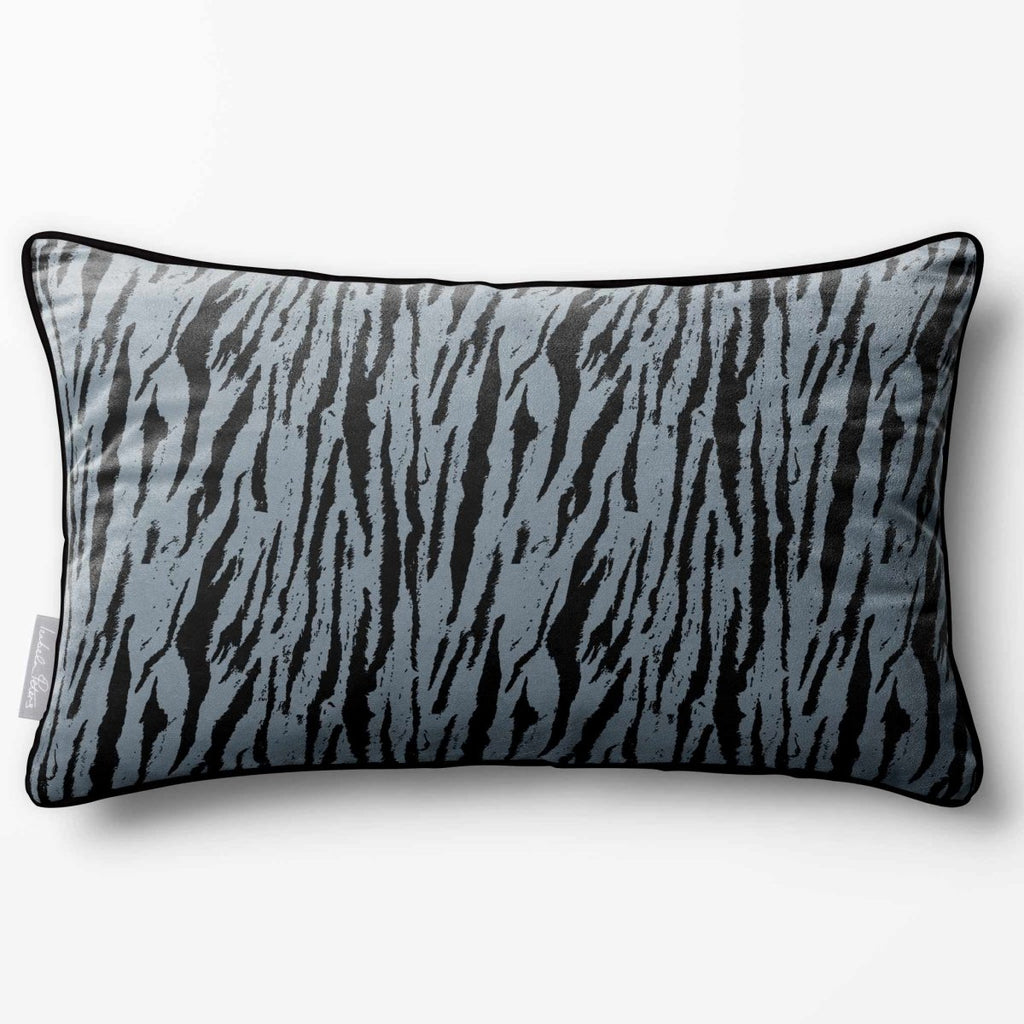 Tiger Print | Sustainable Velvet Rectangle Cushion - French Grey 50 x 30 cm Piped by Izabela Peters