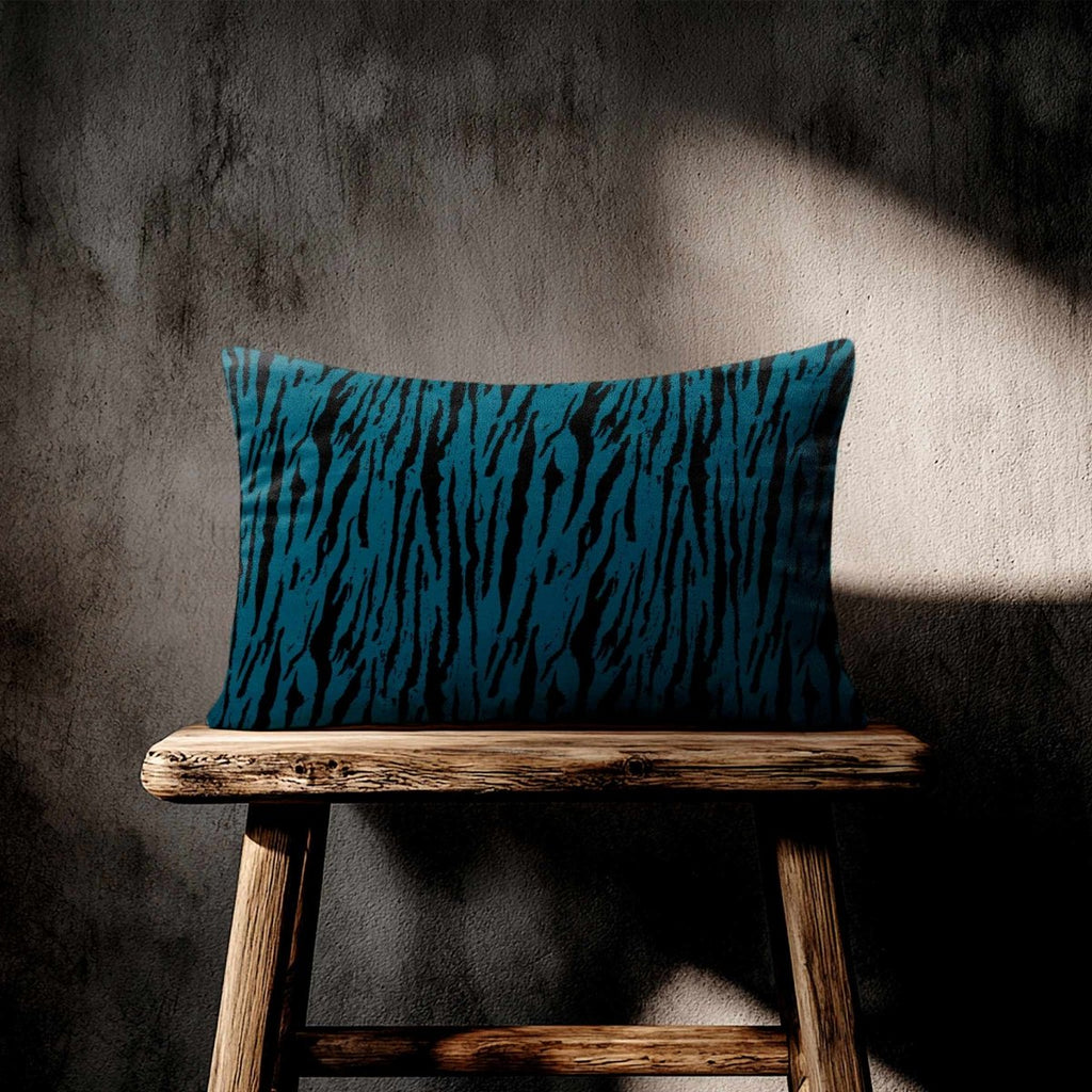 Tiger Print | Sustainable Velvet Rectangle Cushion - Teal 50 x 30 cm Standard by Izabela Peters