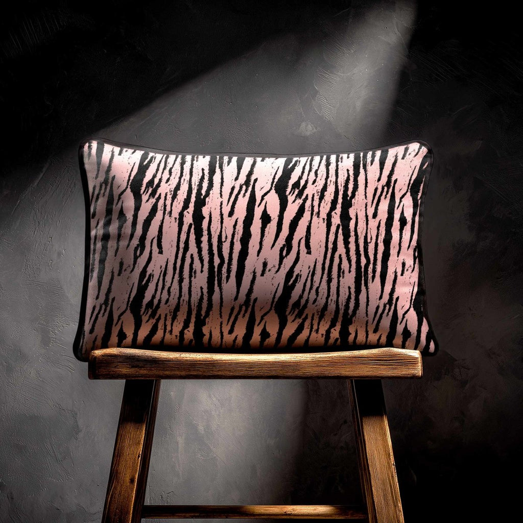 Tiger Print | Sustainable Velvet Rectangle Cushion - Rosewater 50 x 30 cm Piped by Izabela Peters