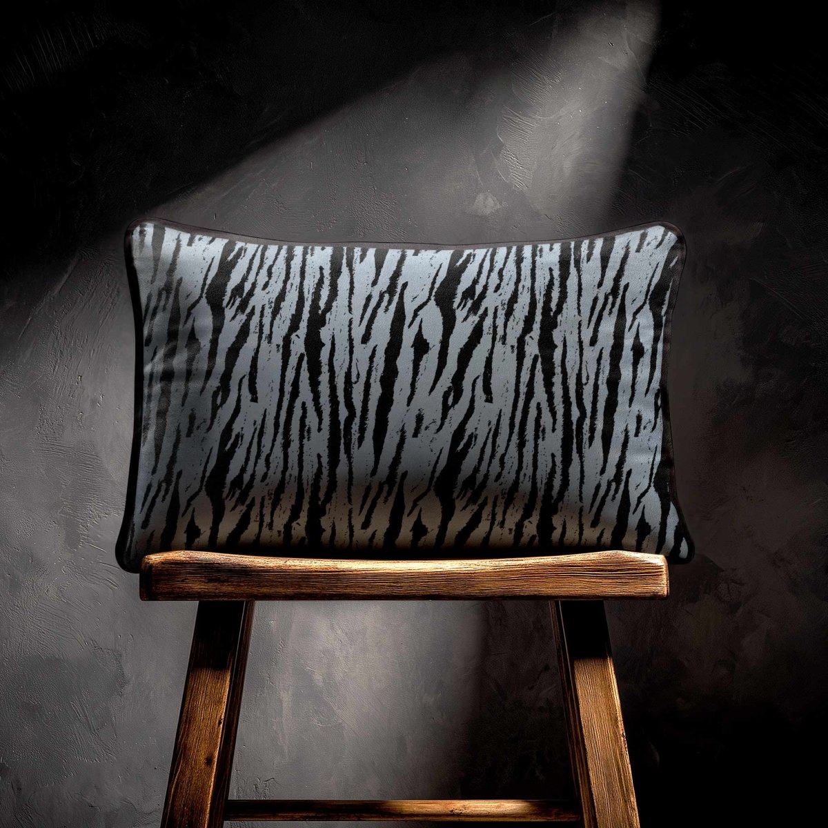 Tiger Print | Sustainable Velvet Rectangle Cushion - French Grey 50 x 30 cm Piped by Izabela Peters