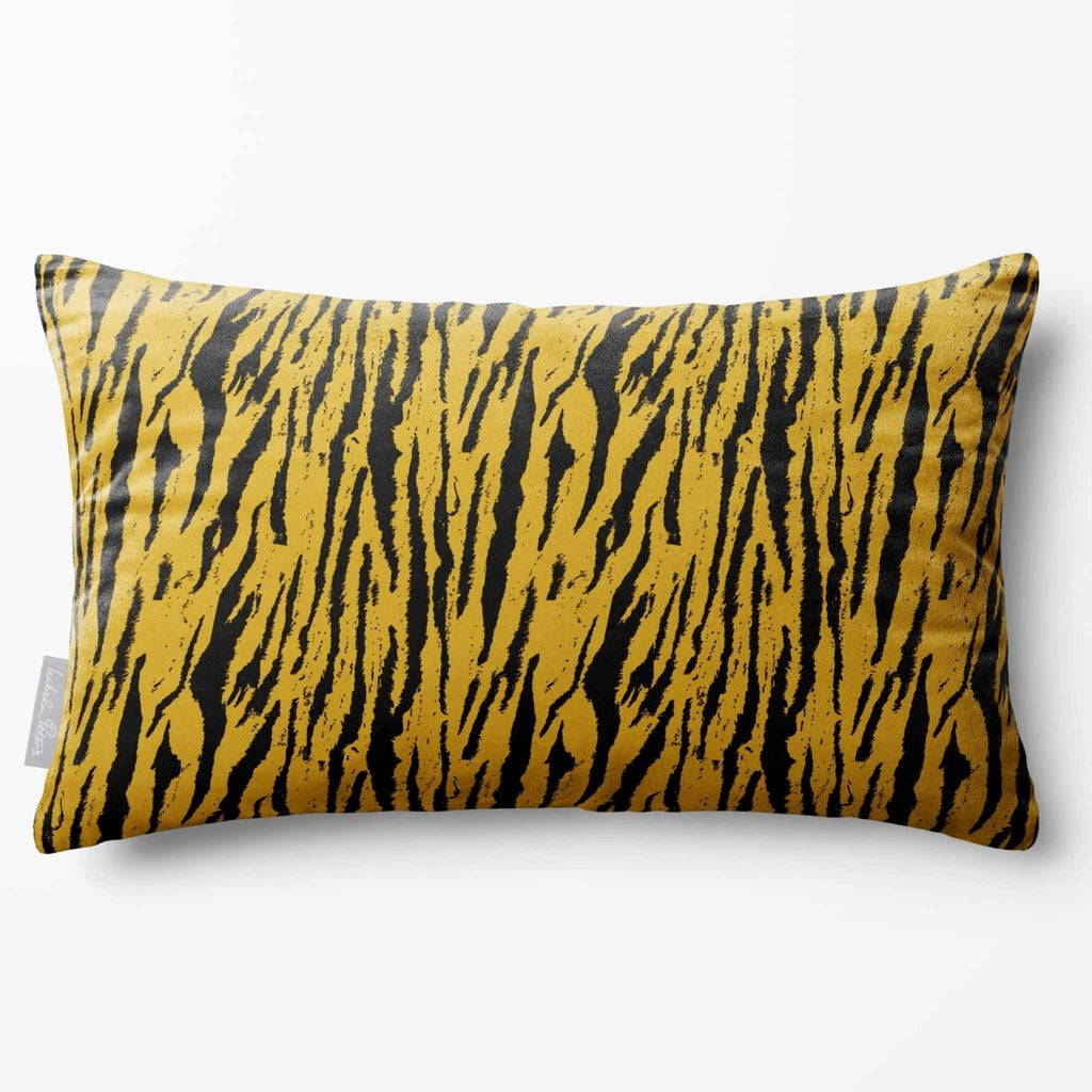 Tiger Print | Sustainable Velvet Rectangle Cushion - Mustard Ochre 50 x 30 cm Standard by Izabela Peters