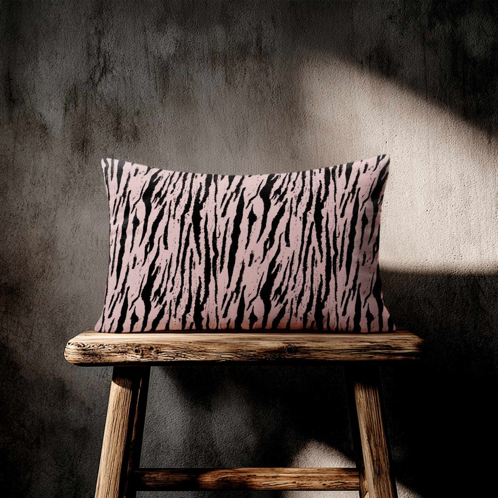 Tiger Print | Sustainable Velvet Rectangle Cushion - Rosewater 50 x 30 cm Standard by Izabela Peters