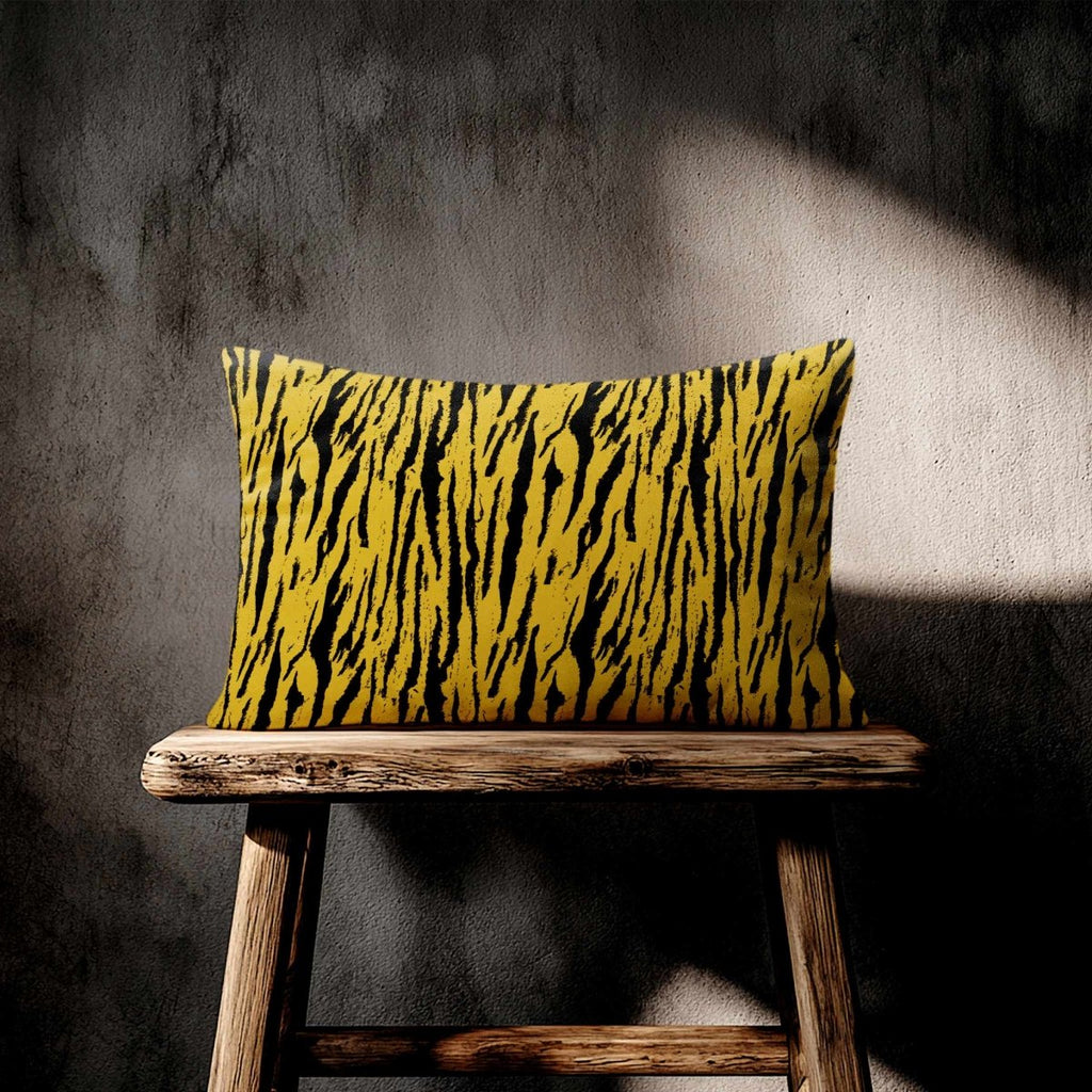 Tiger Print | Sustainable Velvet Rectangle Cushion - Mustard Ochre 50 x 30 cm Standard by Izabela Peters