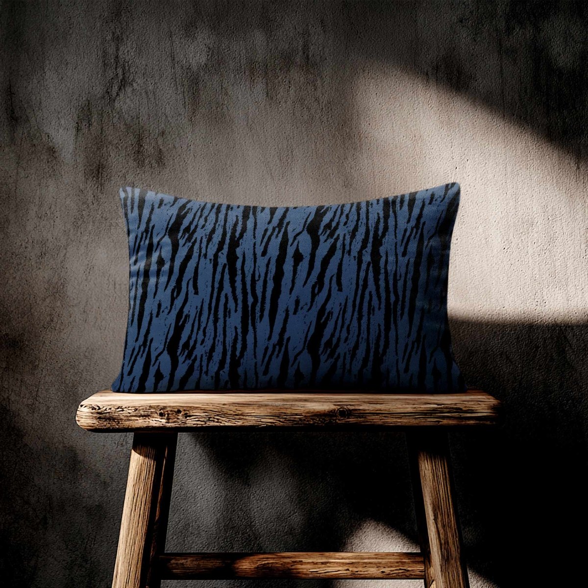 Tiger Print | Sustainable Velvet Rectangle Cushion - Petrol Blue 50 x 30 cm Standard by Izabela Peters
