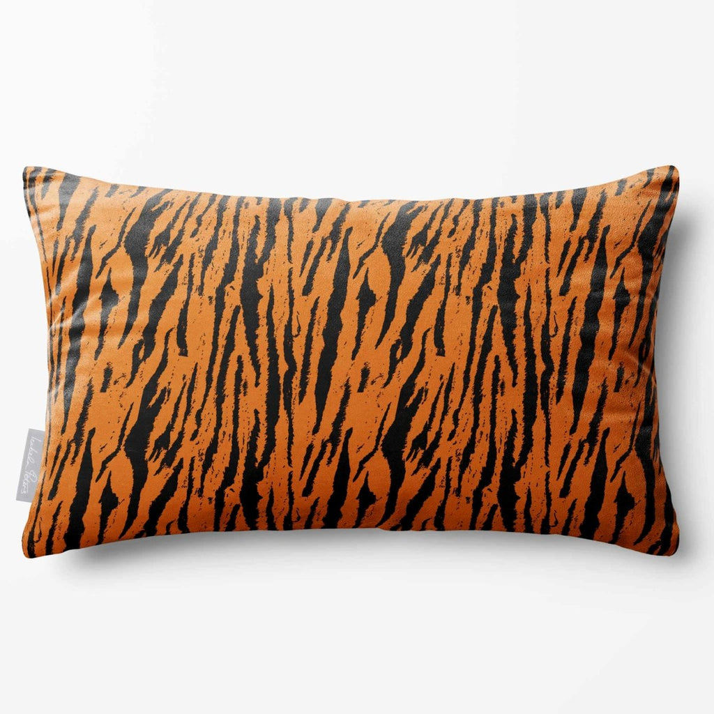 Tiger Print | Sustainable Velvet Rectangle Cushion - Orange 50 x 30 cm Standard by Izabela Peters