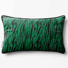 Tiger Print | Sustainable Velvet Rectangle Cushion - Emerald Green 50 x 30 cm Piped by Izabela Peters