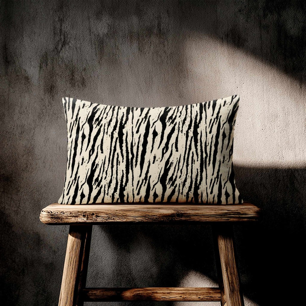 Tiger Print | Sustainable Velvet Rectangle Cushion - Cream 50 x 30 cm Standard by Izabela Peters