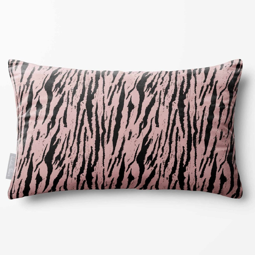 Tiger Print | Sustainable Velvet Rectangle Cushion - Rosewater 50 x 30 cm Standard by Izabela Peters