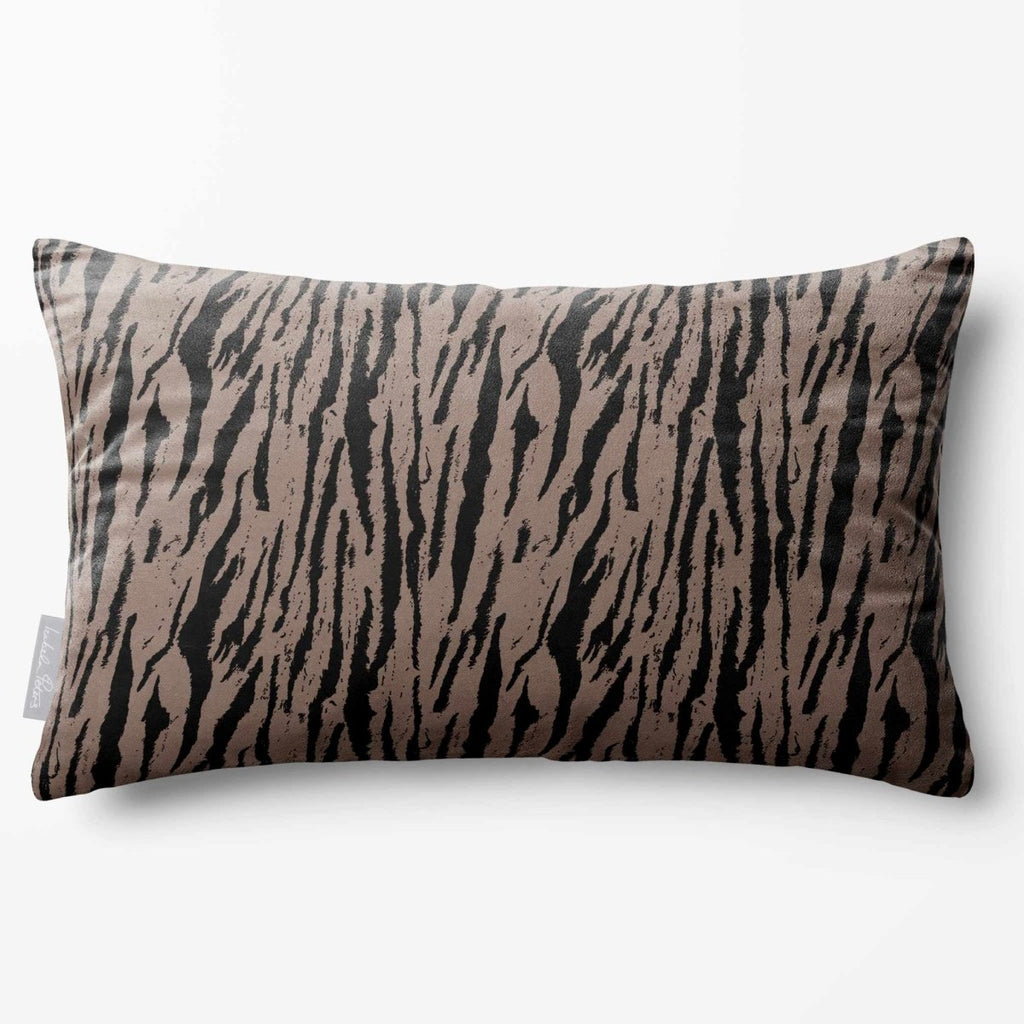 Tiger Print | Sustainable Velvet Rectangle Cushion - Dovedale Stone 50 x 30 cm Standard by Izabela Peters