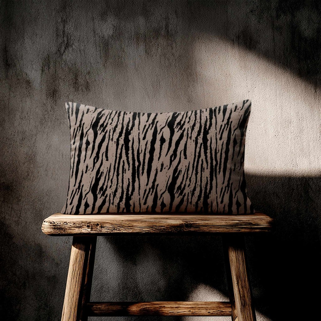 Tiger Print | Sustainable Velvet Rectangle Cushion - Dovedale Stone 50 x 30 cm Standard by Izabela Peters