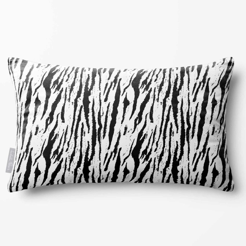 Tiger Print | Sustainable Velvet Rectangle Cushion - Black & White 50 x 30 cm Standard by Izabela Peters
