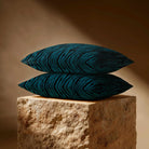 Tiger Print | Sustainable Velvet Rectangle Cushion - Teal 50 x 30 cm Standard by Izabela Peters