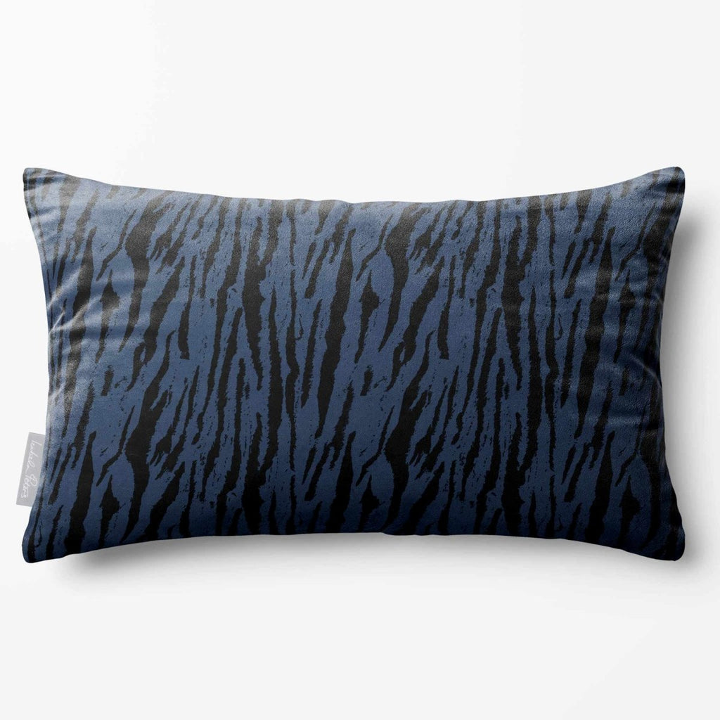 Tiger Print | Sustainable Velvet Rectangle Cushion - Petrol Blue 50 x 30 cm Standard by Izabela Peters