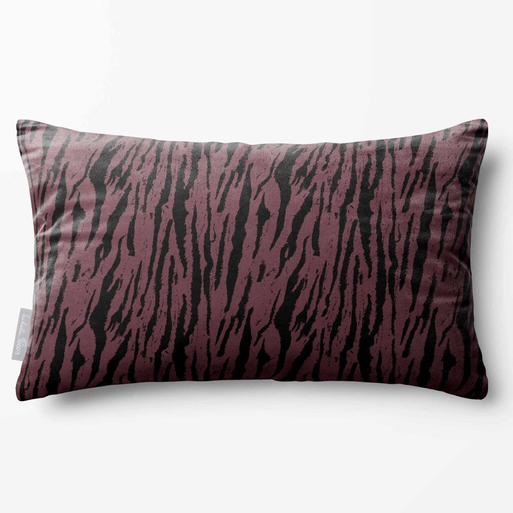 Tiger Print | Sustainable Velvet Rectangle Cushion - Italian Grape 50 x 30 cm Standard by Izabela Peters