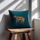 Tiger | Sustainable Velvet Cushion - Teal 40 x 40 cm Standard by Izabela Peters