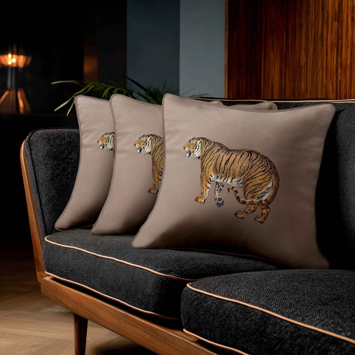 Tiger | Sustainable Velvet Cushion - Dovedale Stone 40 x 40 cm Standard by Izabela Peters