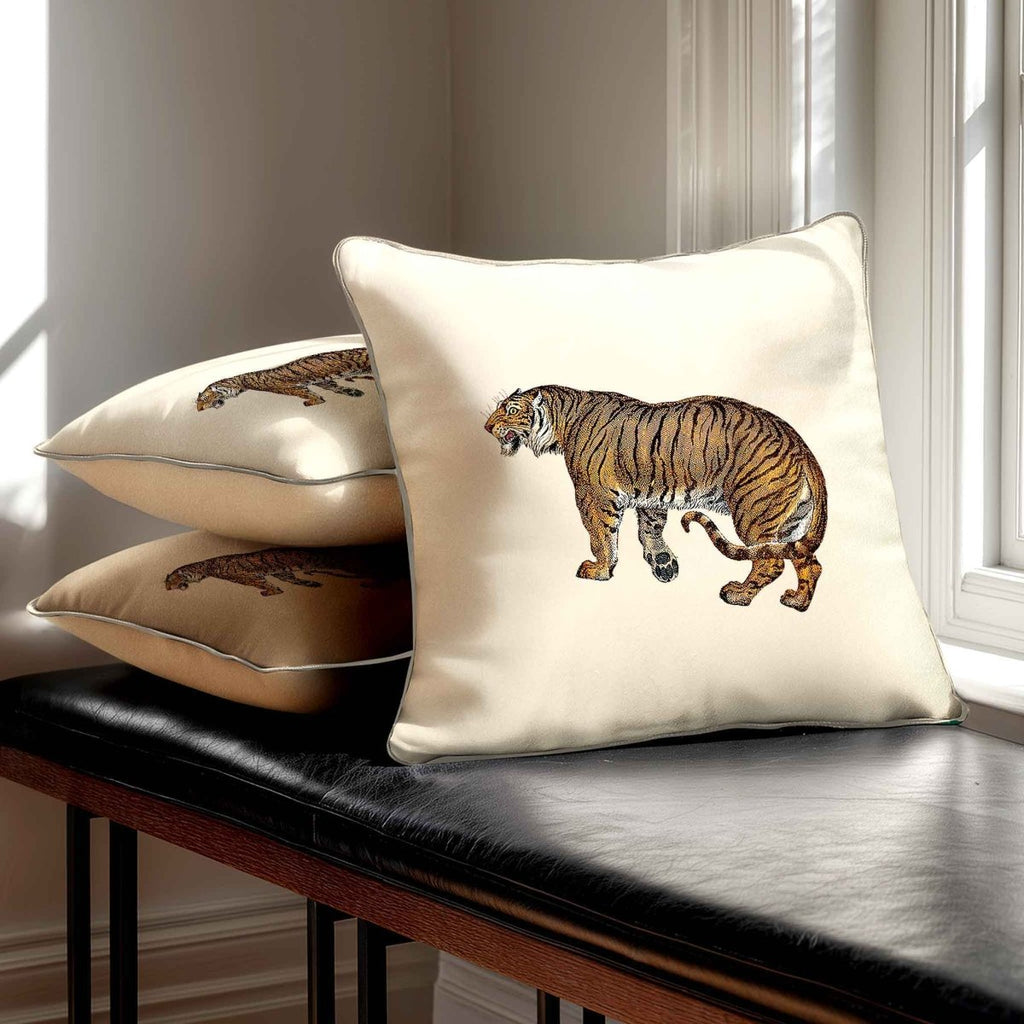 Tiger | Sustainable Velvet Cushion - Ivory Cream 40 x 40 cm Standard by Izabela Peters