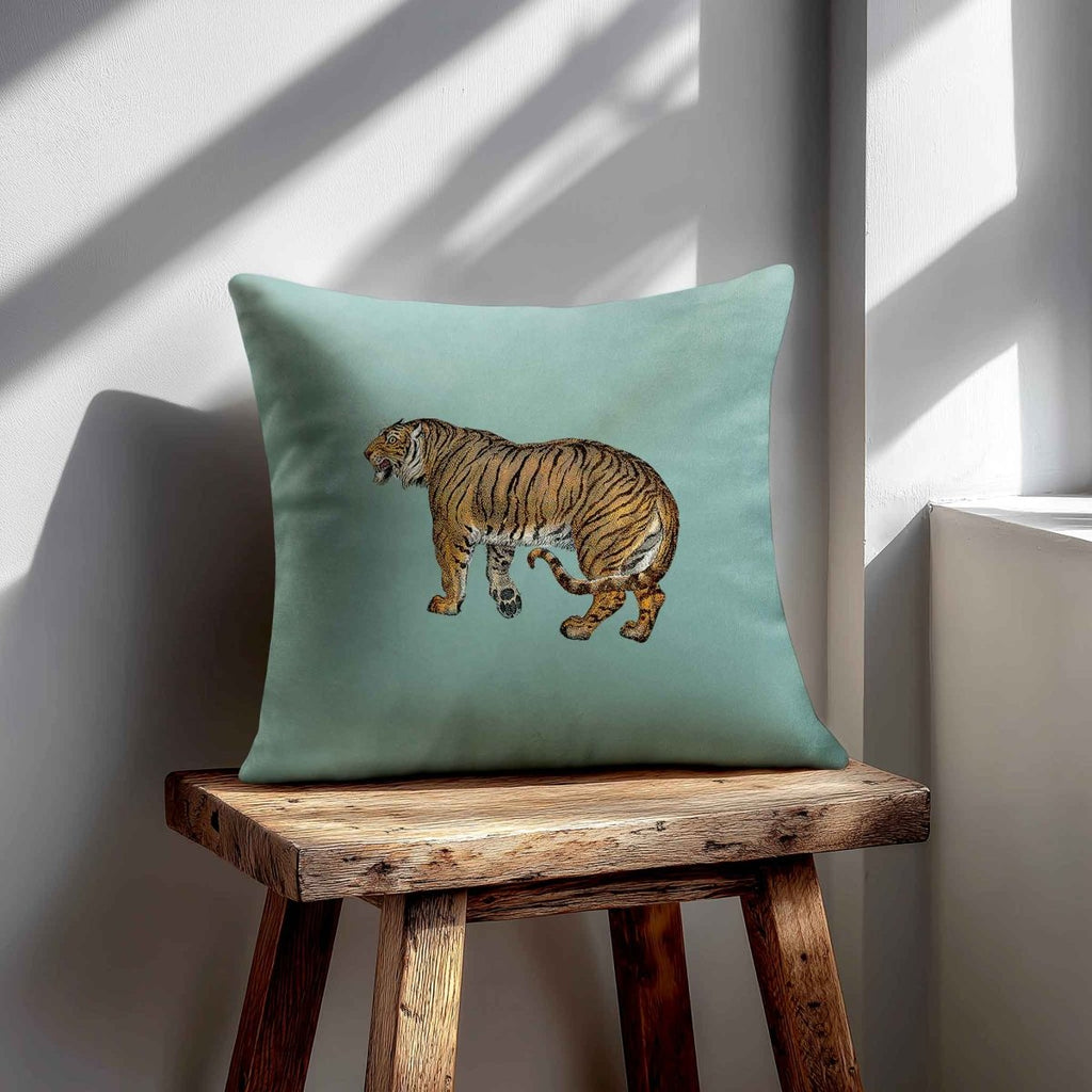 Tiger | Sustainable Velvet Cushion - Blue Surf 40 x 40 cm Standard by Izabela Peters