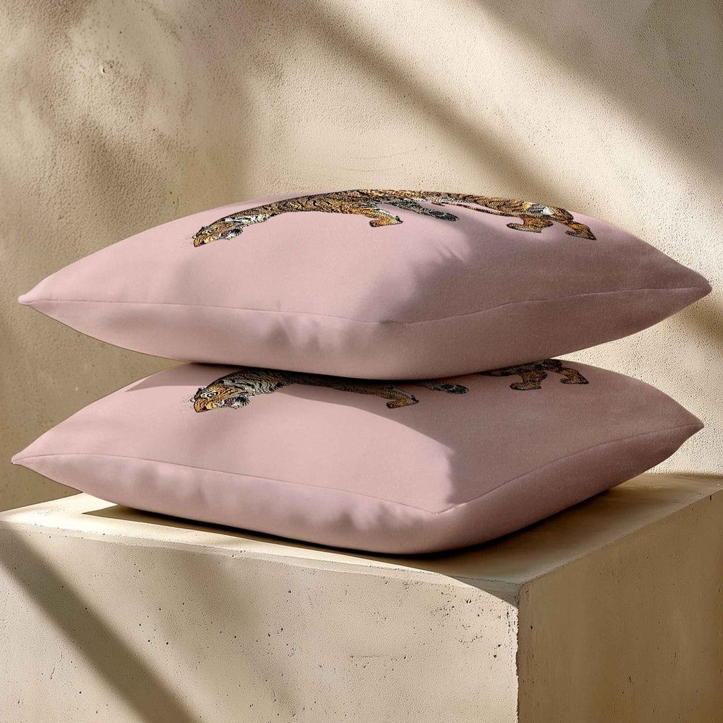 Tiger | Sustainable Velvet Cushion - Rosewater 40 x 40 cm Standard by Izabela Peters