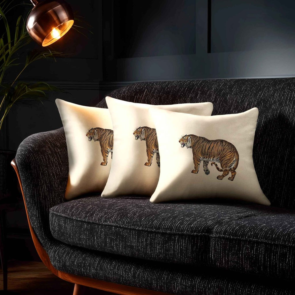 Tiger | Sustainable Velvet Cushion - Ivory Cream 40 x 40 cm Standard by Izabela Peters