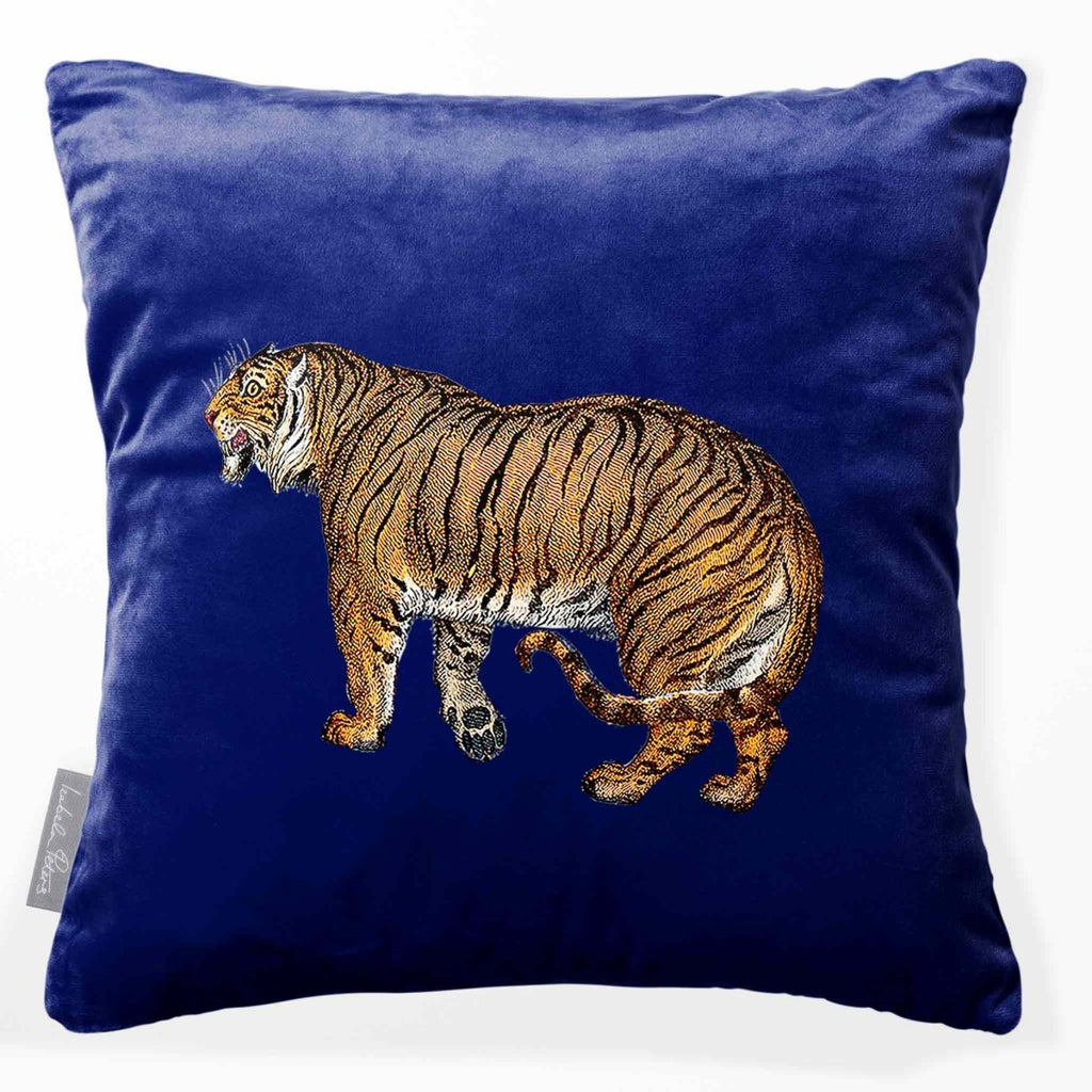 Tiger | Sustainable Velvet Cushion - Midnight 40 x 40 cm Smooth by Izabela Peters