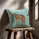 Tiger | Sustainable Velvet Cushion - Blue Surf 40 x 40 cm Standard by Izabela Peters