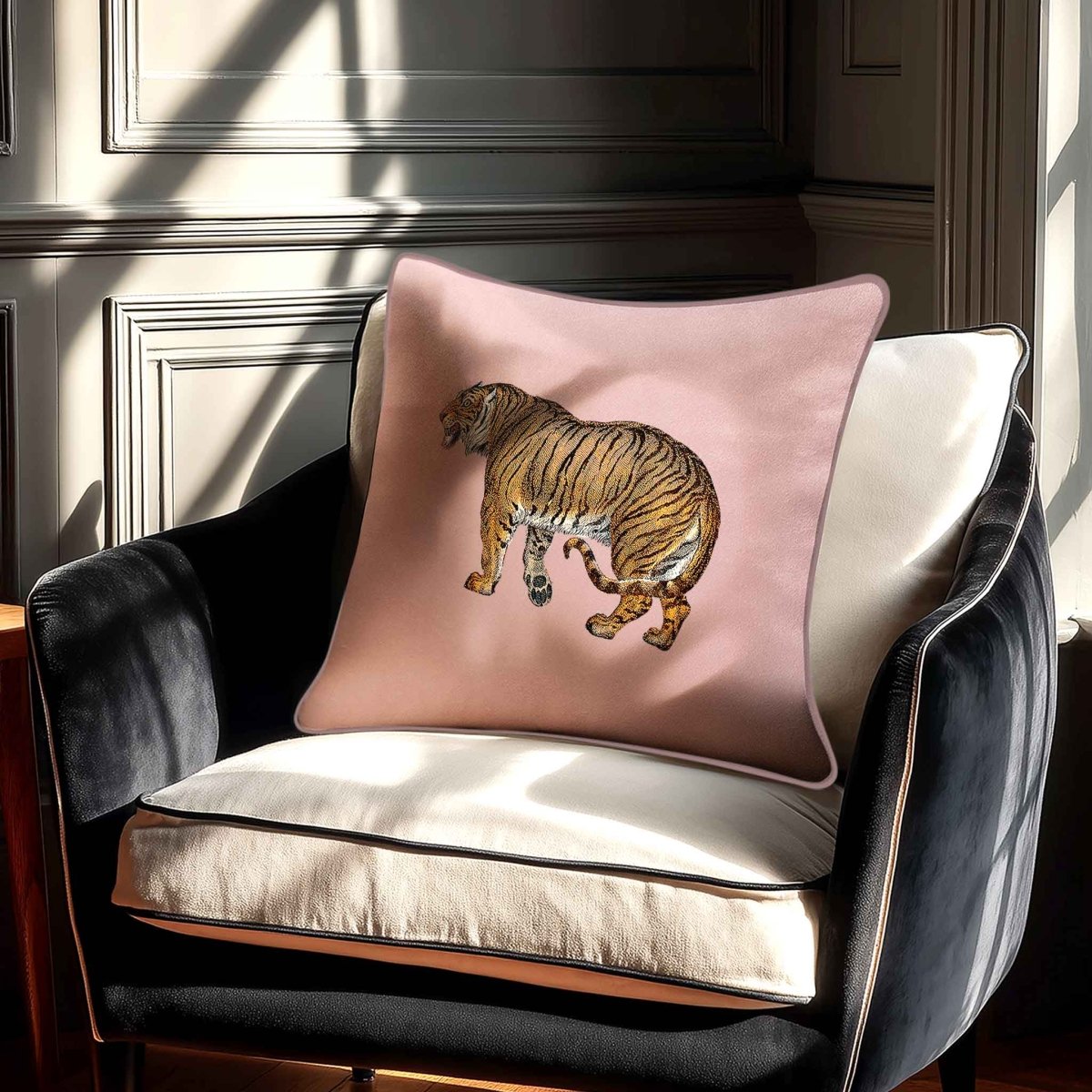 Tiger | Sustainable Velvet Cushion - Rosewater 40 x 40 cm Standard by Izabela Peters