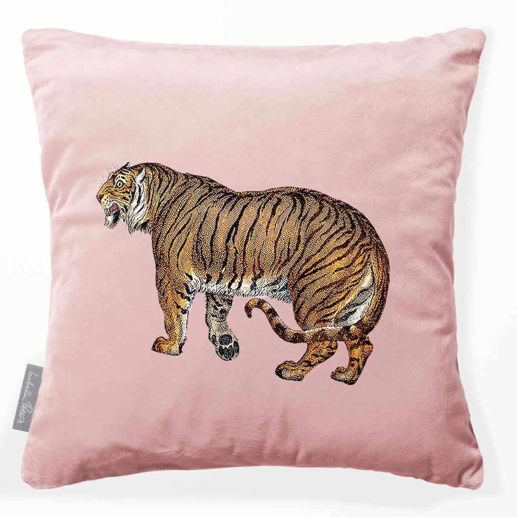 Tiger | Sustainable Velvet Cushion - Rosewater 40 x 40 cm Smooth by Izabela Peters